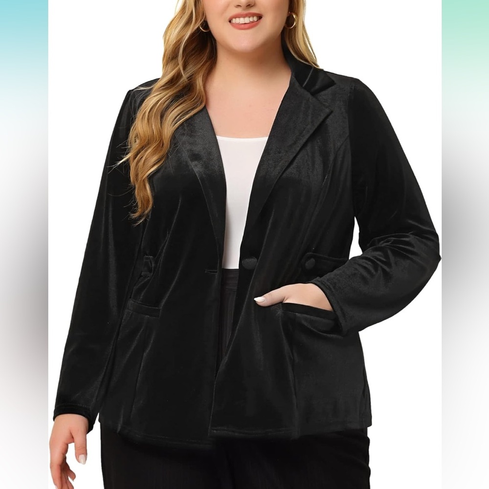 New Elegant Black velvet  Women's Blazer plus size jacket casual lapel suit